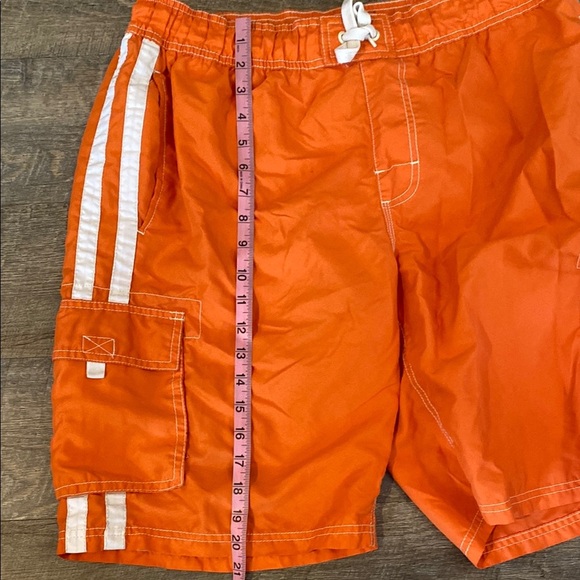 Bright Orange Cargo Shorts with White Accents - Picture 5 of 8
